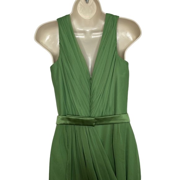 Lela Rose Bridesmaid Clover Belted VNeck Draped Gown by Dessy LR174 Size 8 - Picture 8 of 16